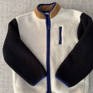Old Navy Kids Fleece Jacket - Cream and Black (Small, 6-7)